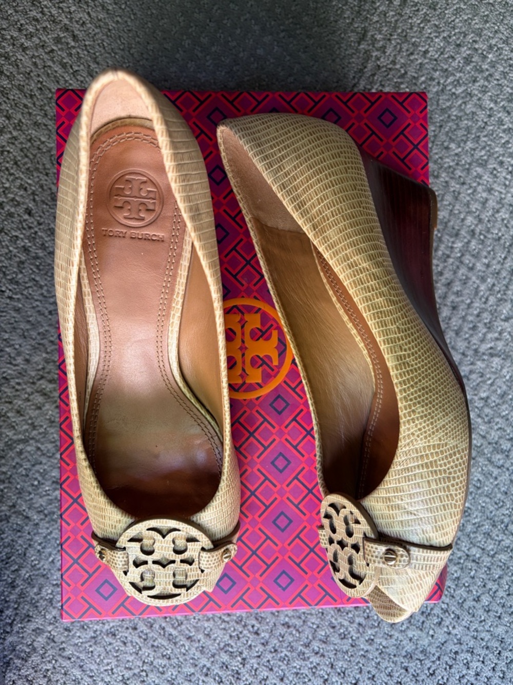 Tory Burch Women's Tan Mini Miller Open Toe 65MM Wedge